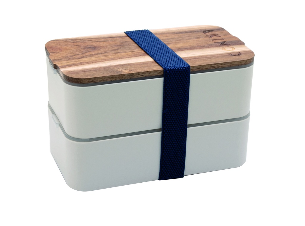 [6611-AKI000044] Bento + Lunch Bag 11h58, Blanc / Bleu jeans