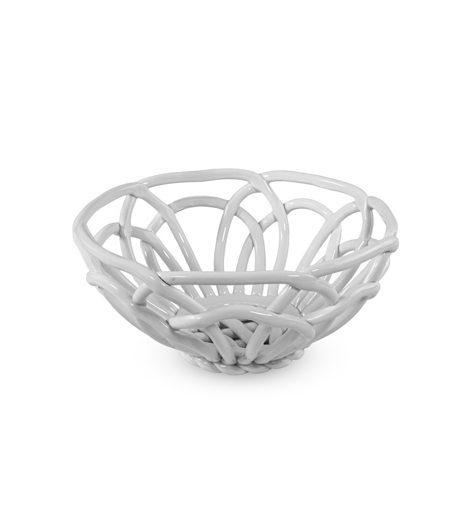 [WD895B] Corbeille de centre de table en grès. Couleur blanche.8055035683744