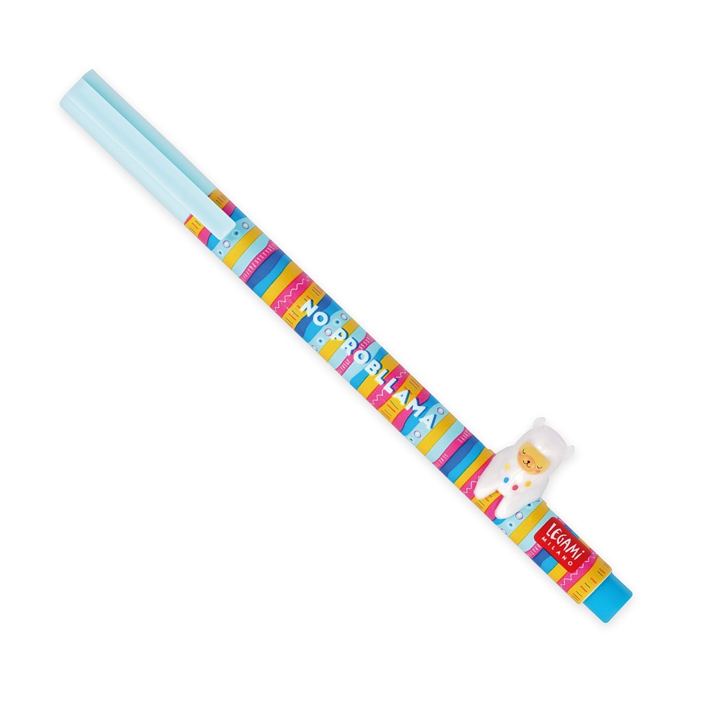 LOVELY FRIENDS - GEL PEN WITH ANIMAL DECORATION - LLAMA - 0,5 MM - BLEU CIEL ENCRE