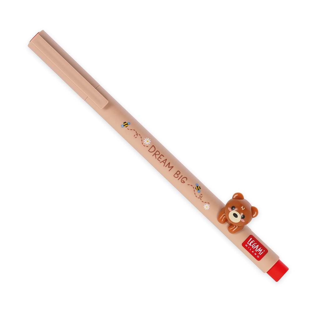 [2694-CPP0018] LOVELY FRIENDS - GEL PEN WITH ANIMAL DECORATION - TEDDY BEAR - 0,5 MM - RED ENCRE