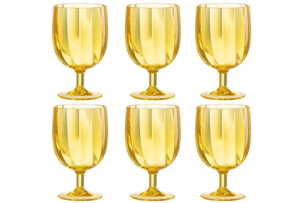 Lot de 6 verres à vin plastique jaune