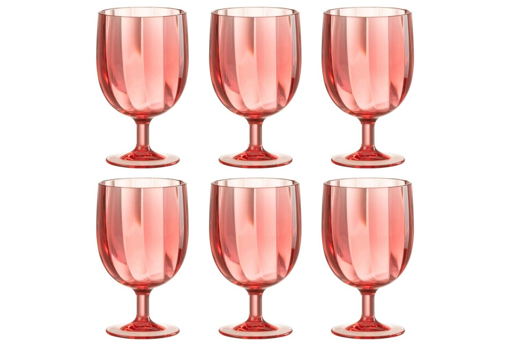 Lot de 6 verres à vin plastique rouge