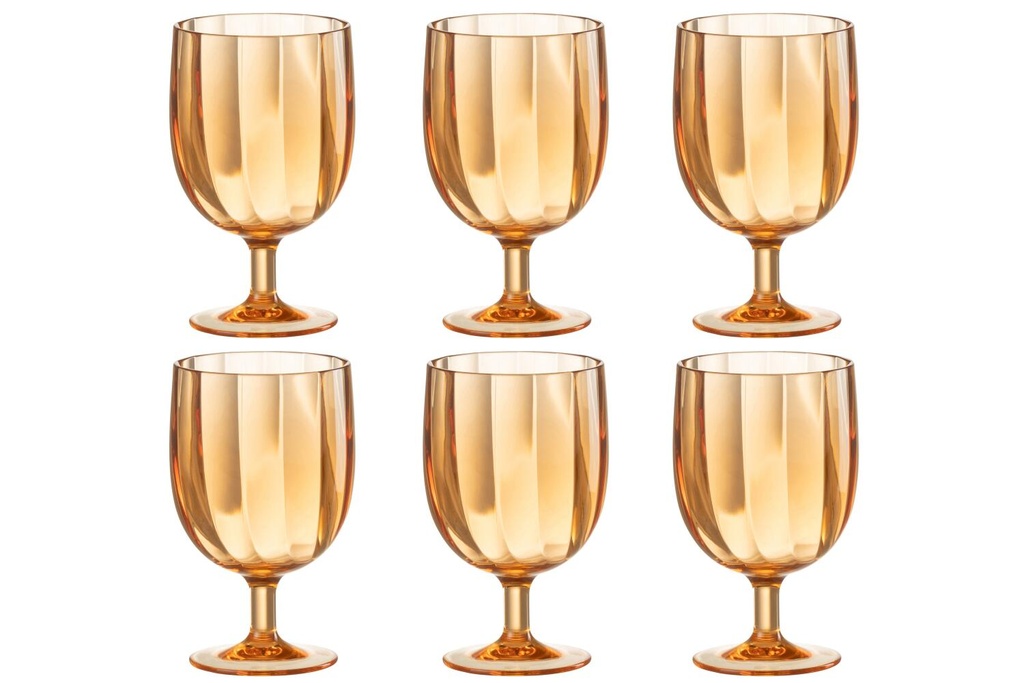 Lot de 6 verres à vin plastique orange