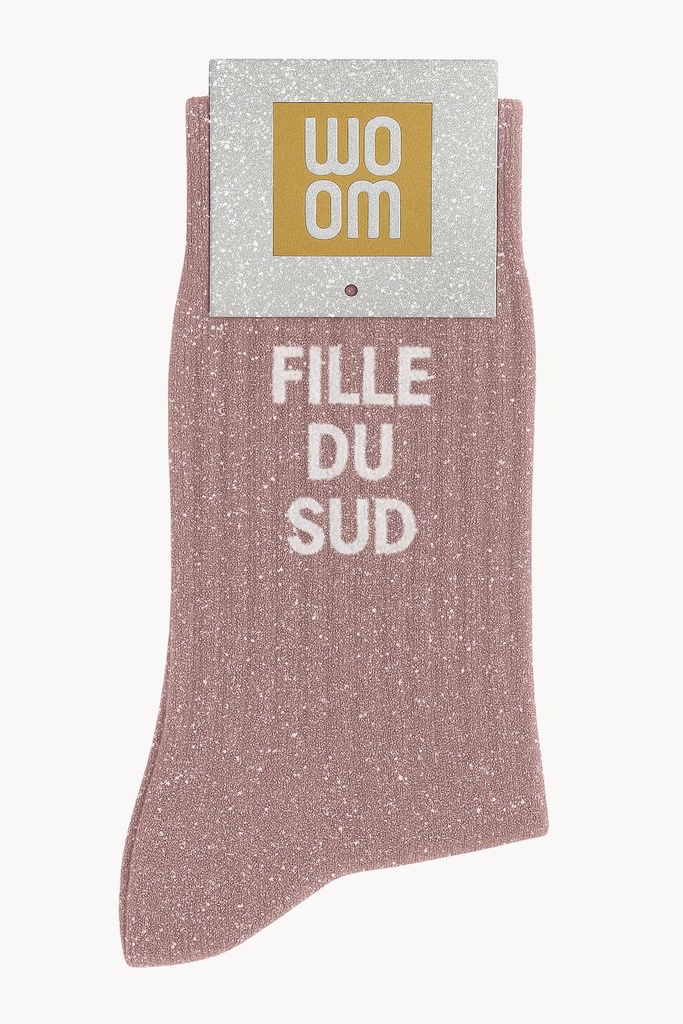 Chaussettes à Paillettes à Message "Fille Du Sud" - Rose Gold