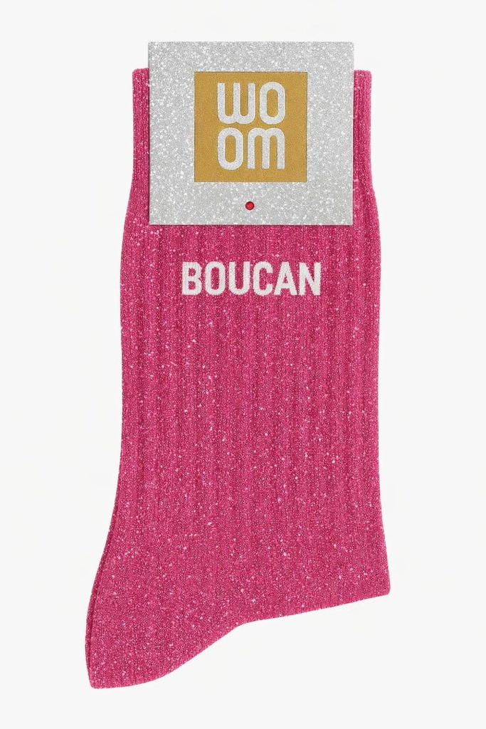 Chaussettes à Paillettes à Message "Boucan" - Rose Fuschia