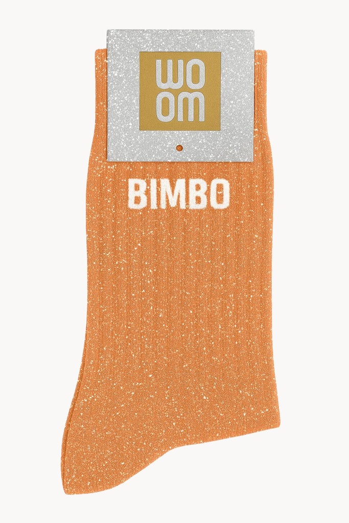 Chaussettes à Paillettes à Message "Bimbo" - Orange
