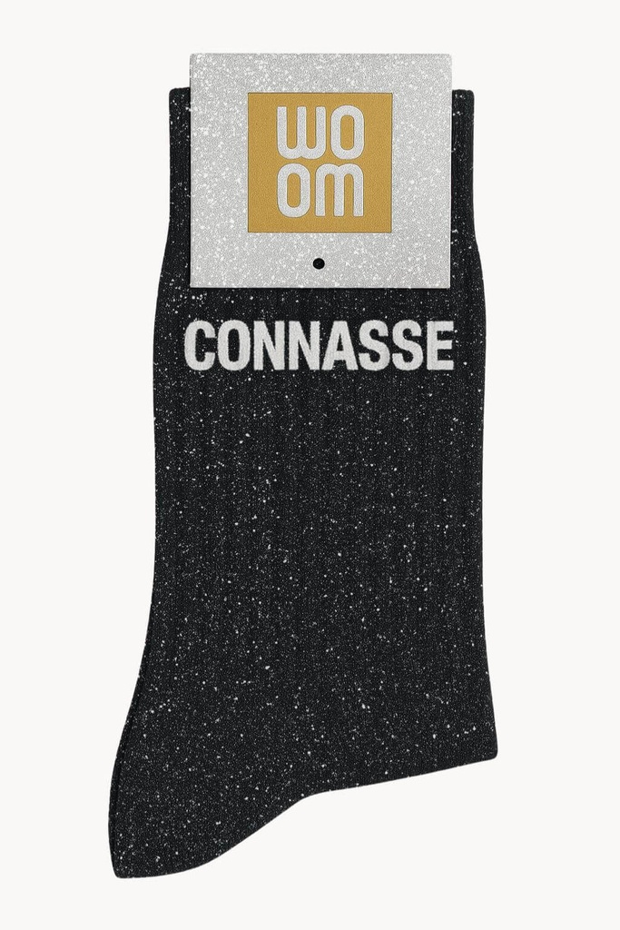 Chaussettes à Paillettes à Message "Connasse" - Noir