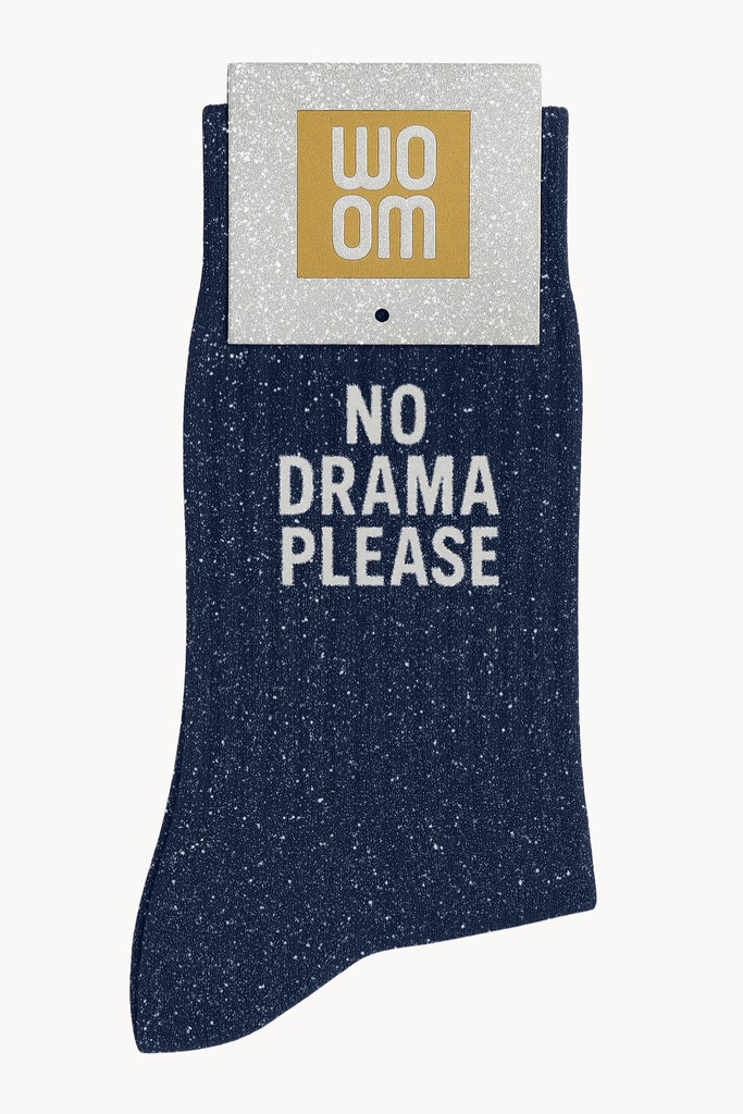 Chaussettes à Paillettes à Message "No Drama Please" - Marine