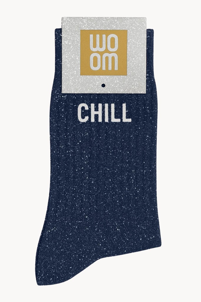 Chaussettes à Paillettes à Message "Chill" - Vert Amande