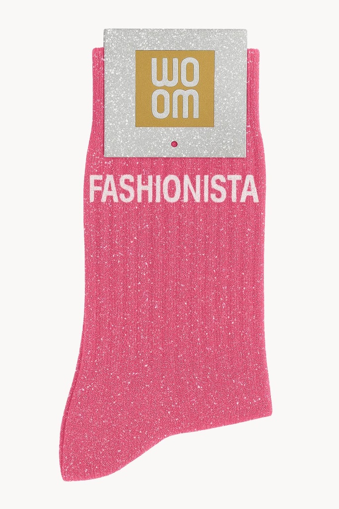 Chaussettes à Paillettes à Message "Fashionista" - Rose Bubble