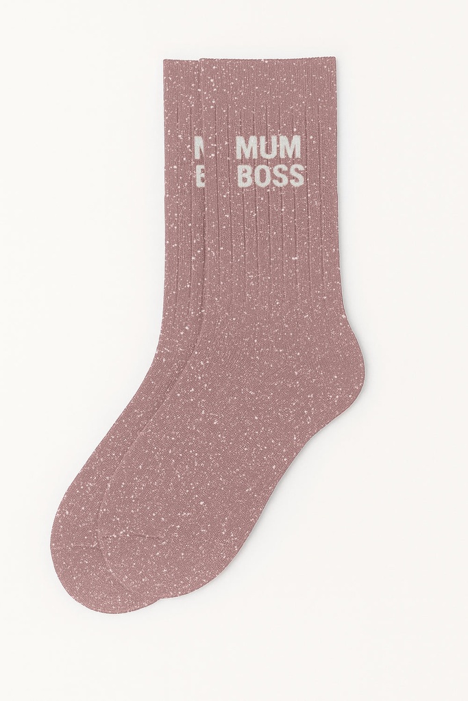 Chaussettes à Paillettes à Message "Mum Boss" - Rose Gold
