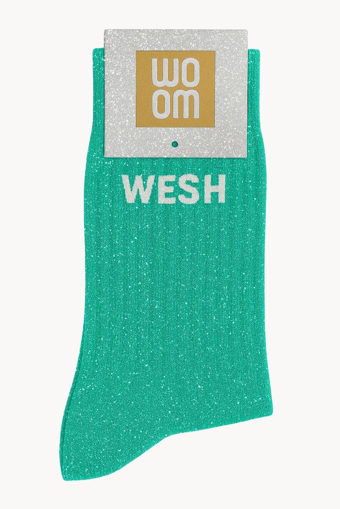 Chaussettes à Paillettes à Message "Wesh" - Noir