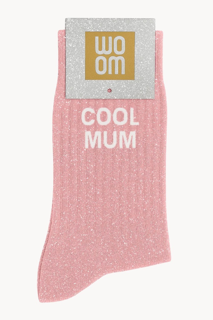 Chaussettes à Paillettes à Message "Cool Mum" - Rose