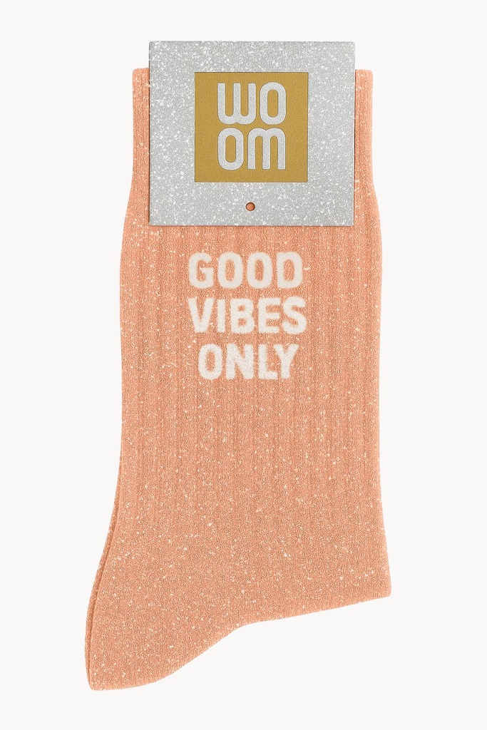 Chaussettes à Paillettes à Message "Good Vibes Only" - Peachy Peach