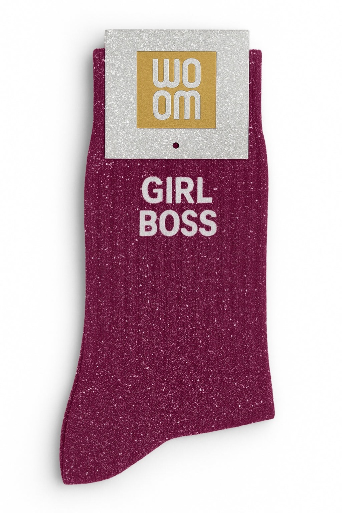 [8413-CPM-Girl Boss] Chaussettes à Paillettes à Message "Girl Boss" - Violet