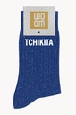 Chaussettes à Paillettes à Message "Tchikita" - Bleu Electrique