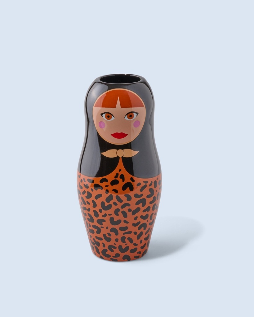 [7507-AAVSERUSSIANLEO] Vase Dolls Leopard