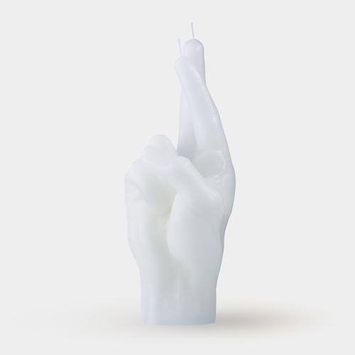 [7790-CROSS-WHITE] Bougie Croiser Les Doigts - Blanc