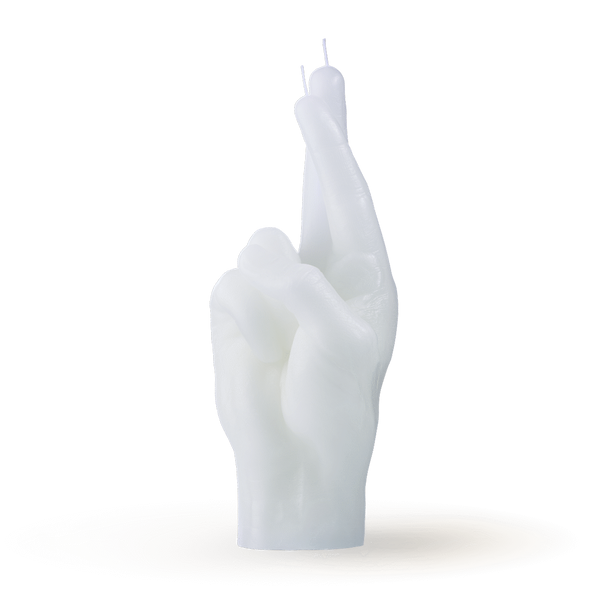 [7790-CROSS-WHITE] Bougie Croiser les Doigts | Blanc