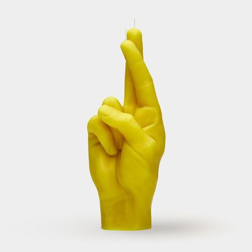 [7790-CROSS-YELLOW] Bougie Croiser Les Doigts - Jaune
