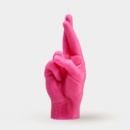 [7790-CROSS-PINK] Bougie Croiser Les Doigts - Rose