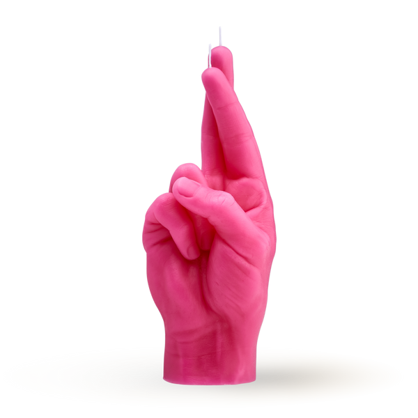 [7790-CROSS-PINK] Bougie Croiser les Doigts | Rose