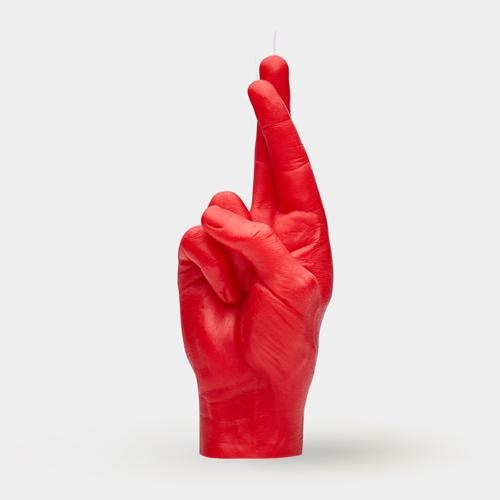 [7790-CROSS-RED] Bougie Croiser les Doigts | Rouge