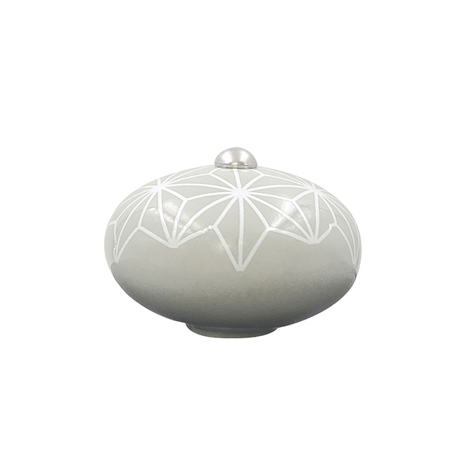 [6953-MJCP31] Poignée cocotte macaron céramique motif Etoile Gris
