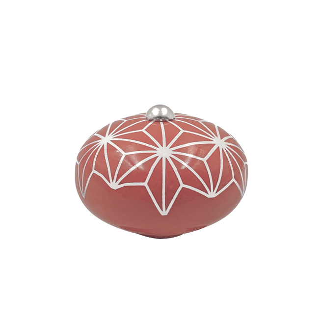 Poignée cocotte macaron céramique motif Etoile Rose