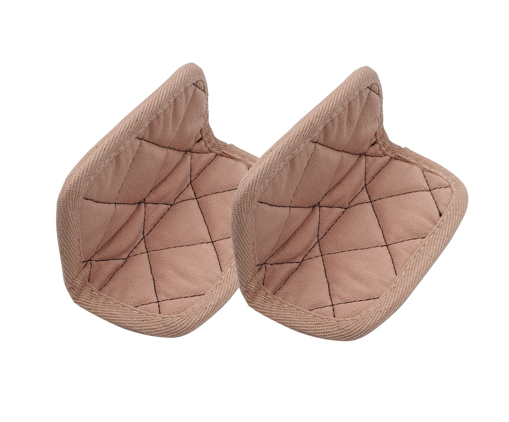 [6953-MJCM04] Paire de maniques coton                                   Rose - Guimauve