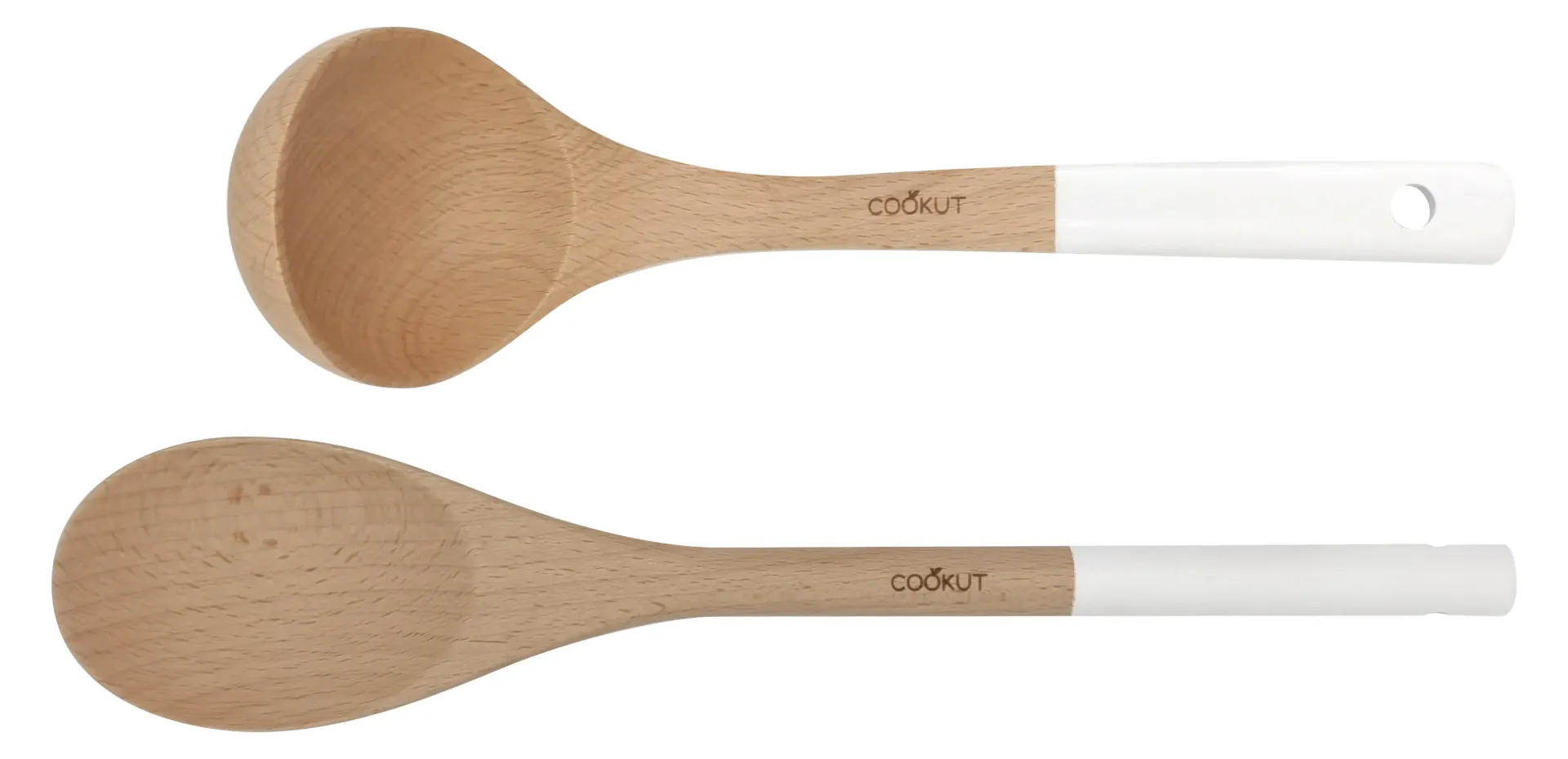 [6953-MJUBL] Set cuillière et louche en bois de hêtre coloris Blanc - Polaire