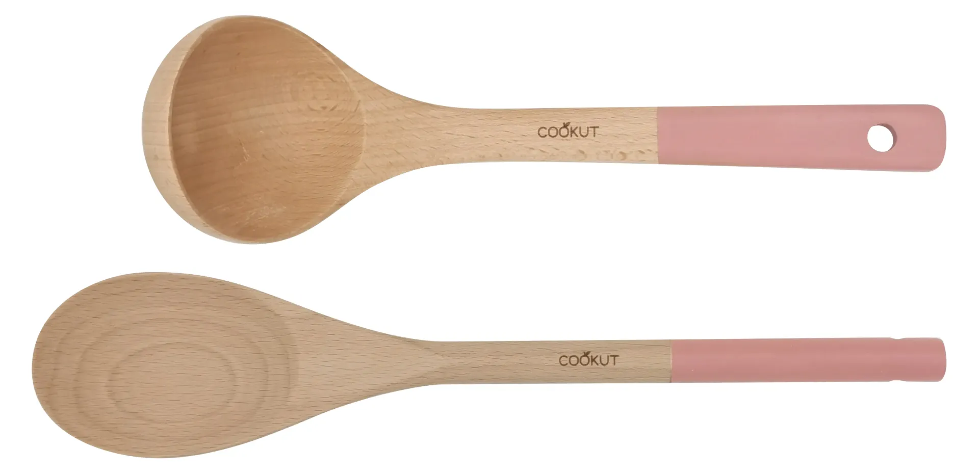 Set cuillière et louche en bois de hêtre coloris Rose - Guimauve