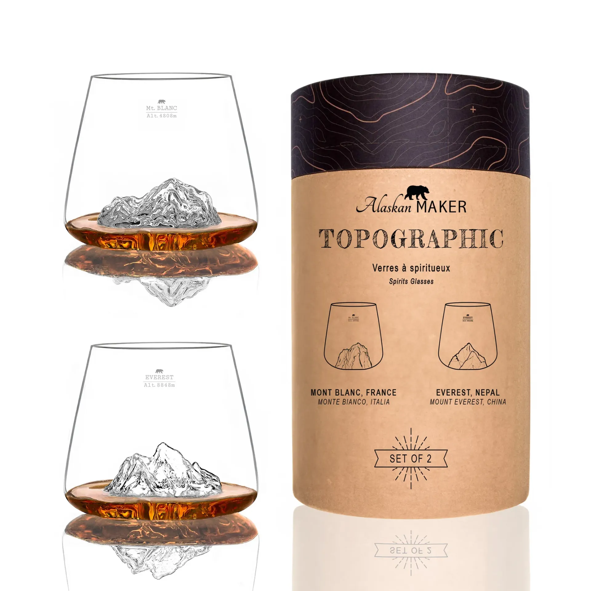 Set de 2 verres Everest & Mont Blanc-TOPOGRAPHIC