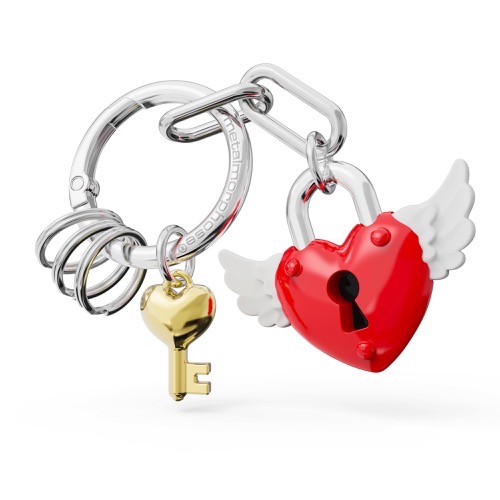 Porte-clés charms Cadenas cœur rouge