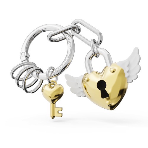 Porte-clés charms Cadenas cœur doré