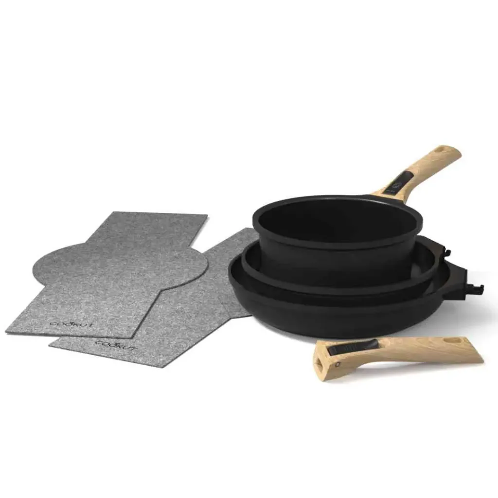 [6953-MJANO] L'incroyable kit poêles et casserole à poignée amovible GRAPHITE