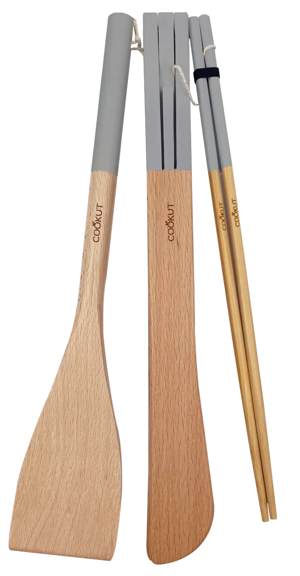 [6953-MJU3GR] Ustensiles en bois pour poêles et wok PERLE
