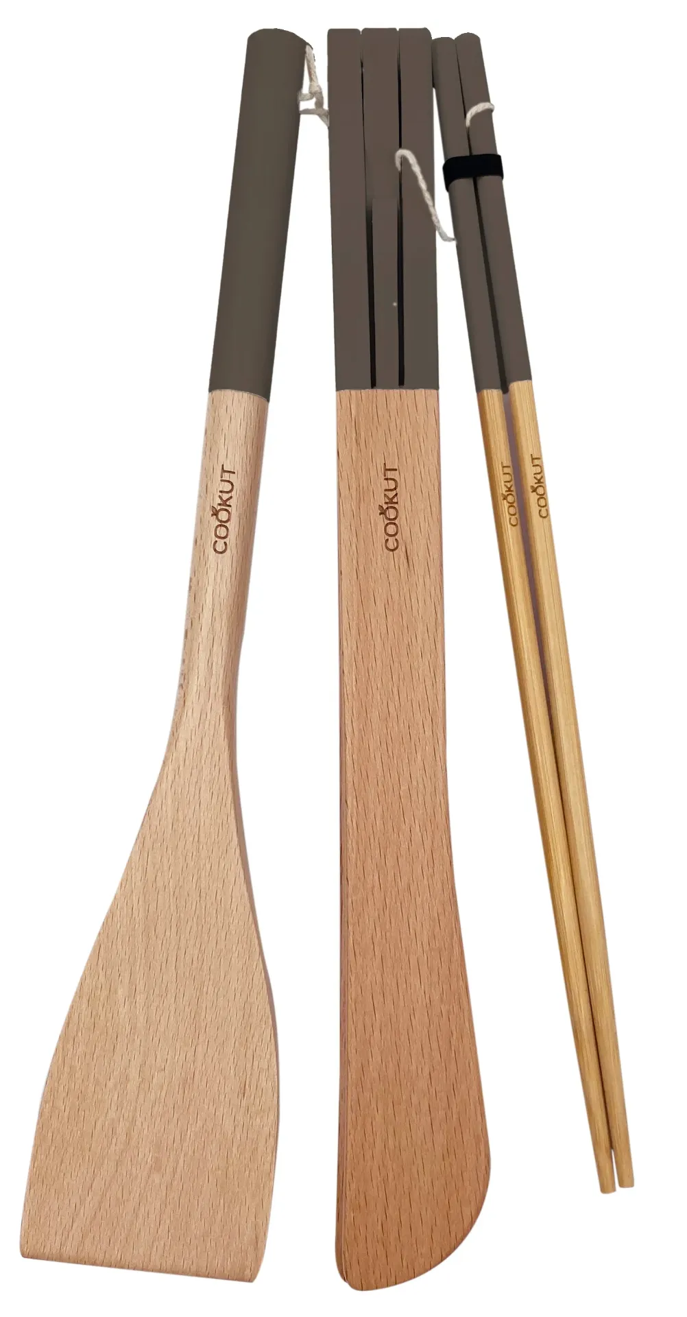 [6953-MJU3TA] Ustensiles en bois pour poêles et wok MOKA