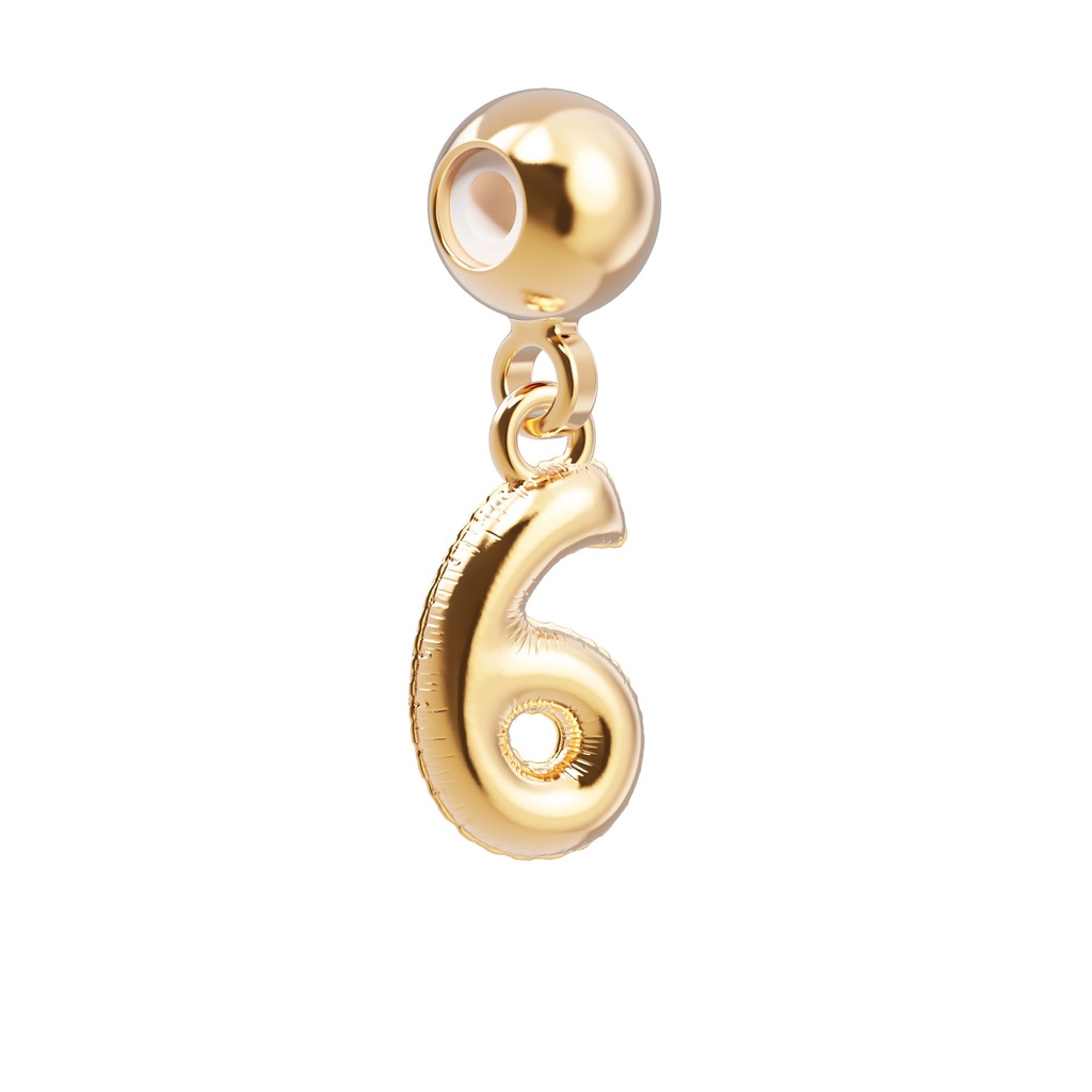 [6938-CHP0033] Charm Nombre 6