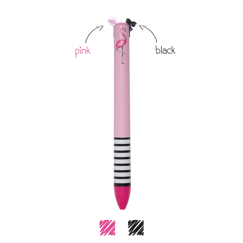 Stylo À Bille Bicolore - Click&Clack - Flamant Rose