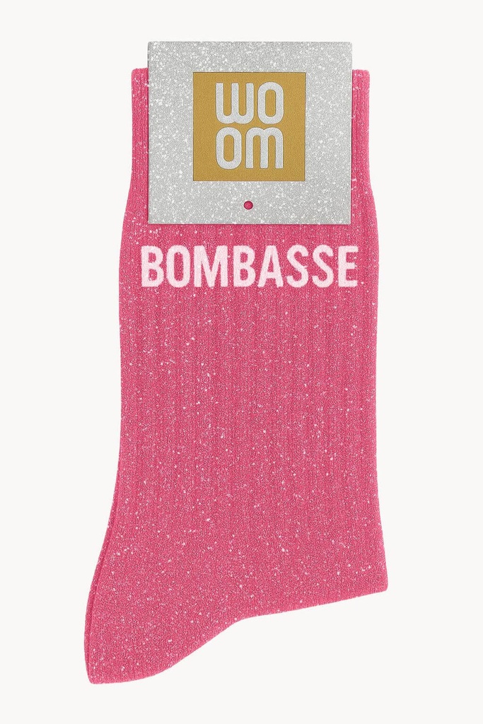 Chaussettes à Paillettes à Message "Bombasse"- Rose Bubble