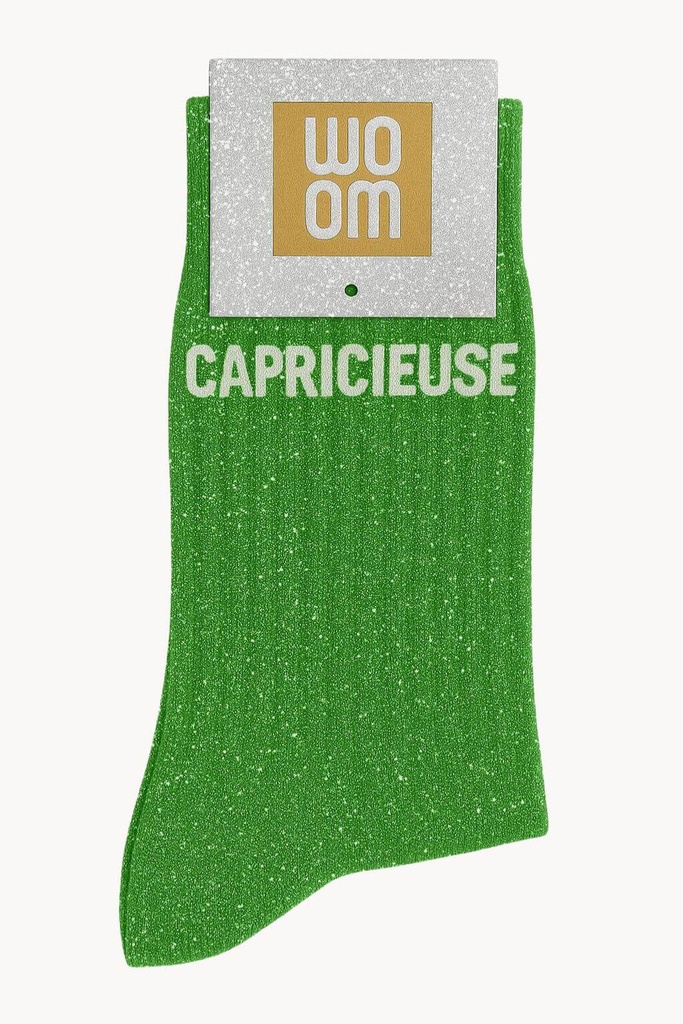 Chaussettes à Paillettes à Message "Capricieuse" - Matcha Glitter