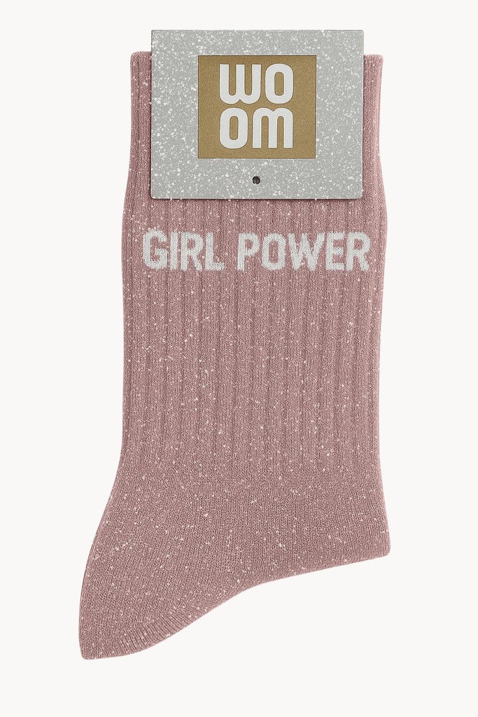 [8413-CPM-Girl Power] Chaussettes à Paillettes à Message "Girl Power" - Rose Gold