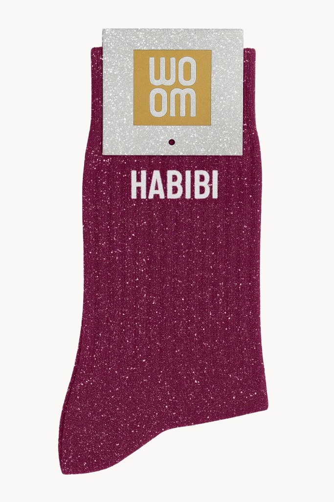 Chaussettes à Paillettes à Message "Habibi" - Violet
