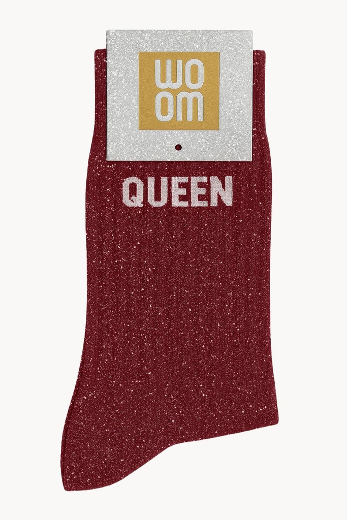 [8413-CPM-Queen] Chaussettes à Paillettes à Message "Queen" - Cherry Pop